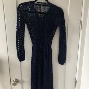 Vintage Navy Crochet Dress, Size Small-Medium